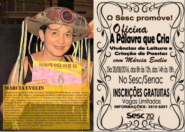 SESC Floriano promove oficina literária.(Imagem:Divulgação)