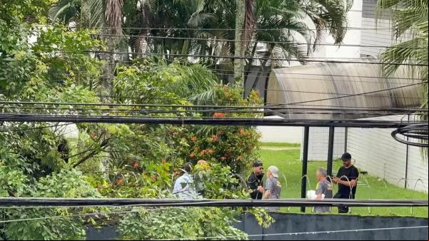 Neymar chega para treino no Santos de helicóptero.(Imagem:Murilo Tauro)