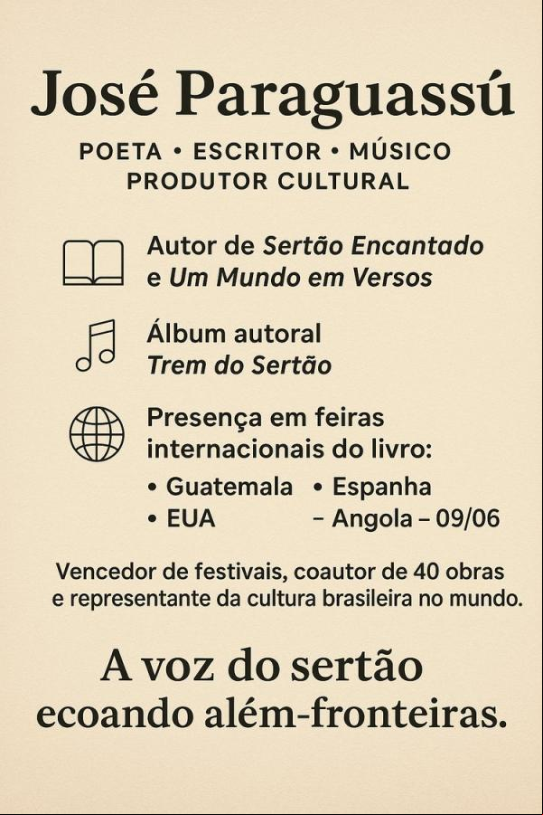  José Paraguassú leva a força da cultura brasileira ao mundo.(Imagem:Divulgação)