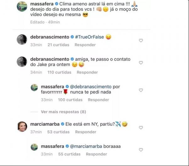 Comentários de Débora Nascimento e Grazi Massafera.(Imagem:Reprodução/Instagram)