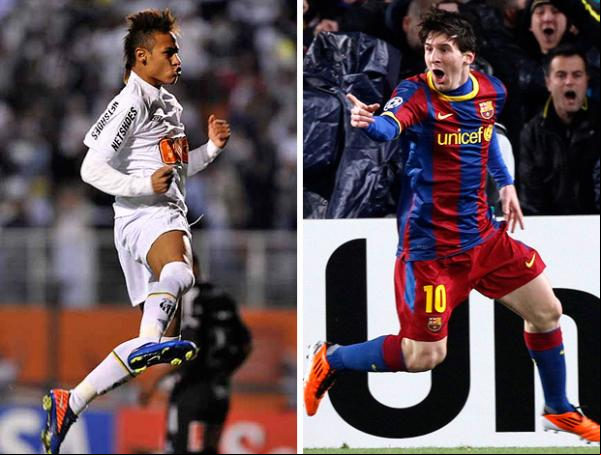 Duelo entre Neymar e Messi é aguardado para a grande finalíssima do Mundial de Clubes do Japão.(Imagem:Ricardo Saibun/Site Oficial do Santos e Agência Re)