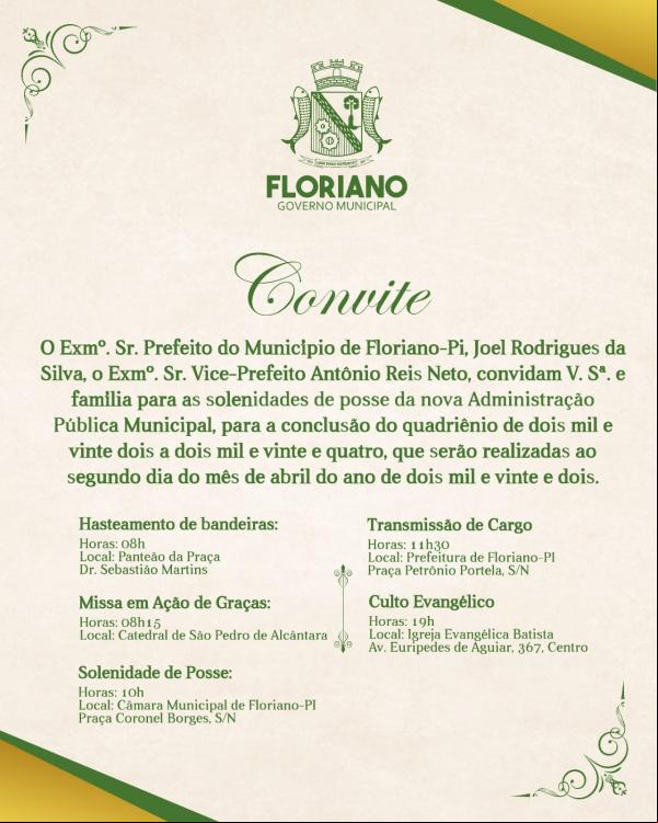 Convite da solenidade de posse do novo prefeito(Imagem:Divulgação)
