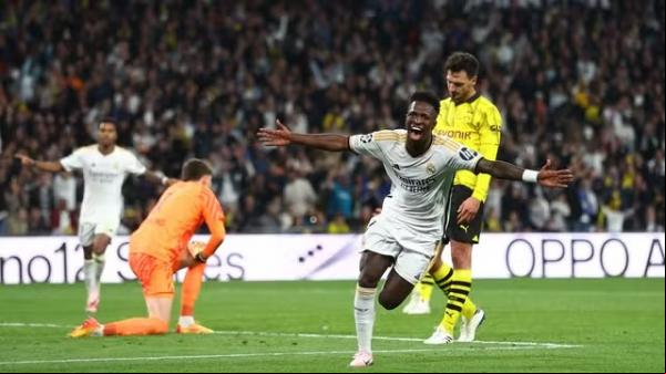 Vini Jr. Vinicius Junior Real Madrid gol Borussia Dortmund Champions.(Imagem:Carl Recine/Reuters)