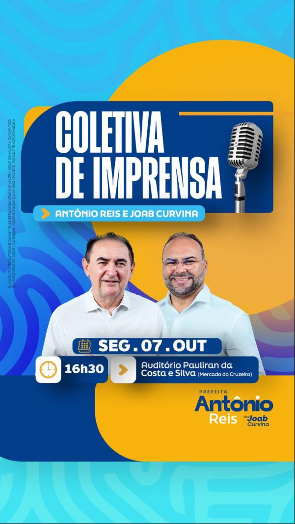 Prefeito reeleito Antônio Reis e vice Joab Curvina concedem coletiva de imprensa nesta segunda-feira.(Imagem:Divulgação)