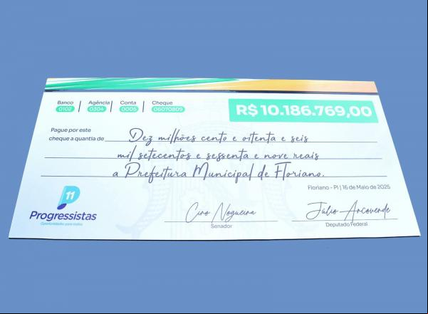 Representando o senador Ciro Nogueira, Joel Rodrigues entrega destinação de mais de 10 milhões para Floriano.(Imagem:Secom)