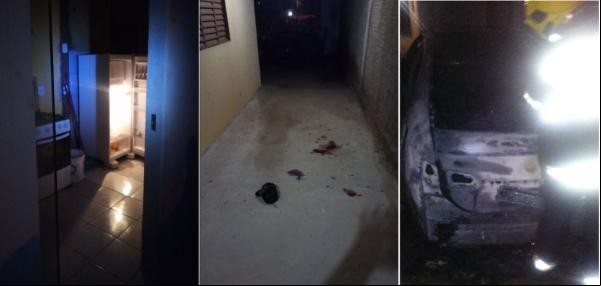Casa foi revirada e veículo incendiado em Floriano. (Imagem:Divulgação/ Polícia Militar)