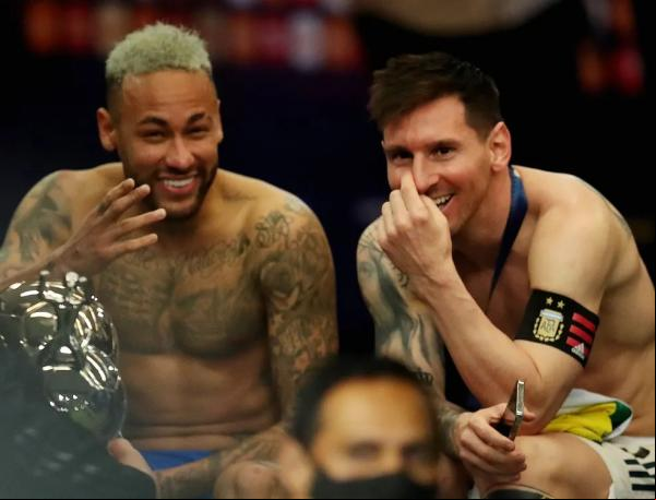 Neymar Messi Brasil Argentina final Copa América.(Imagem:Ricardo Moraes/Reuters)