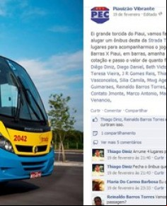 Pela internet, torcedores arrecadam dinheiro para assistir jogo no Piauí.(Imagem:Reprodução/Facebook)