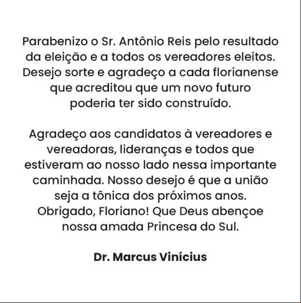Dr. Marcus Vinícius Kalume parabeniza Antônio Reis e agradece eleitores após obter 43,49% dos votos.(Imagem:Reprodução/Instagram)