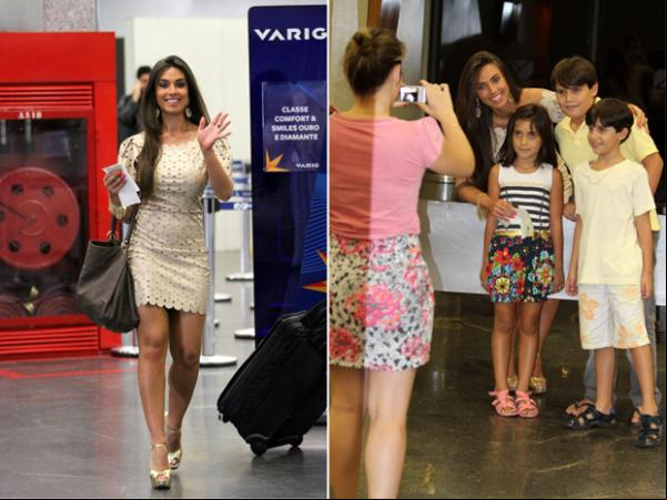 Nicole Bahls posa com fã mirim(Imagem:Ag.News)