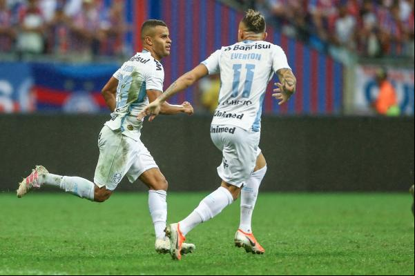 Atacante faz o gol da vitória sobre o Bahia que colocou o Tricolor na semi da Copa do Brasil(Imagem:Lucas Uebel/Grêmio FBPA)