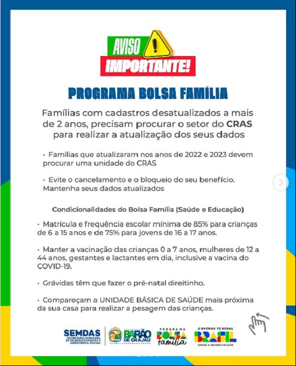 Beneficiários do Bolsa Família devem atualizar cadastro para evitar bloqueio(Imagem:Divulgação)