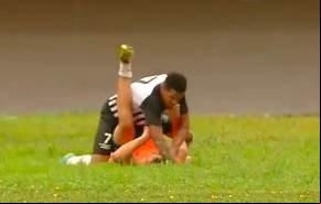 Gandula denuncia jogador e massagista do Operário por agressão durante partida.(Imagem:Reprodução/TV Morena)