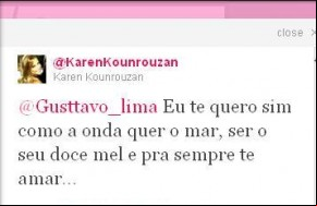 Karen se declara para o amado.(Imagem:Reprodução Internet)