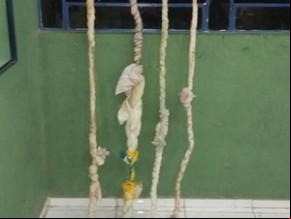 Presos montaram cordas artesanais para escalar muro(Imagem:Divulgação/Sejus)