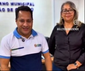 Prefeito Gleydson Resende e Edineuda Pereira, secretária municipal de Assistência Social.(Imagem:Reprodução)