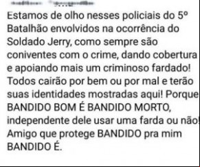 Corregedoria da PM irá apurar ameaças de internauta contra policiais no Piauí.(Imagem:Divulgação)