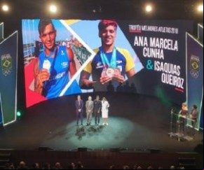 Ana Marcela Cunha e Isaquias Queiroz são eleitos melhores atletas de 2018.(Imagem:Reprodução/Twitter)
