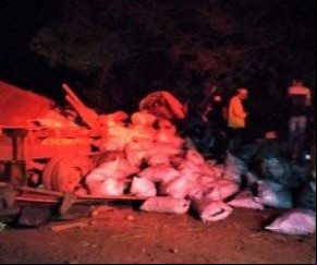 Caminhão carregado de carvão tomba na PI-236 em Regeneração(Imagem:Reprodução)