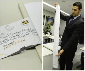 Preso encaminha ao STJ pedido de habeas corpus num papel higiênico.(Imagem:180graus)