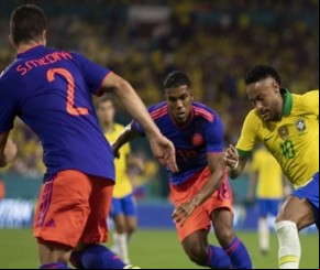 Neymar marca em retorno, e Brasil empata amistoso com a Colômbia nos EUA.(Imagem:Lucas Figueiredo/CBF)