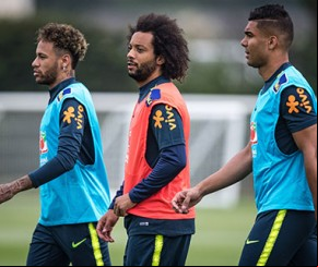 Sem descanso, Casemiro e Marcelo já treinam com a seleção.(Imagem:Pedro Martins)