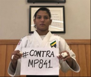 Sarah e judocas da seleção se posicionam contra a Medida Provisória nº 841.(Imagem:florianonews.piauiconectado.com)