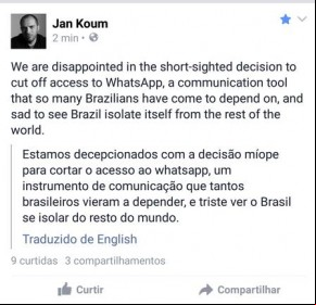 O WhatsApp ficará fora do ar por 48 horas no Brasil.(Imagem:Divulgação)