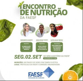 I Jornada de Nutrição da FAESF acontece na próxima segunda-feira.(Imagem:FAESF)