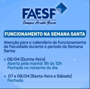 FAESF terá horário reduzido no setor istrativo nesta quinta-feira(Imagem:Reprodução/Instagram)
