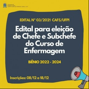 Inscrições abertas para candidatos a chefe e subchefe do curso de Enfermagem do CAFS.(Imagem:Reprodução/Instagram)