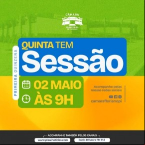 Câmara Municipal de Floriano anuncia sessão ordinária para a próxima quinta-feira, dia 02 de maio.(Imagem:Reprodução/Instagram)