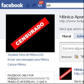 O perfil censurado de Monica Apor no Facebook(Imagem:Facebook)