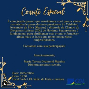 CDL de Floriano anuncia cerimônia de posse do novo presidente e diretoria.(Imagem:Reprodução/Instagram)