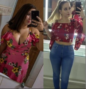 Jesuela Moro antes e depois de emagrecer.(Imagem:Reprodução)