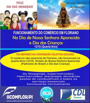 Feriado: saiba como irá funcionar o comércio de Floriano no dia 12 de outubro(Imagem:Divulgação)