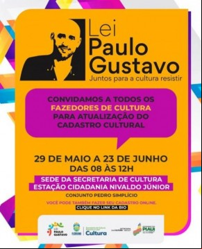 Prefeitura de Floriano convida artistas e produtores culturais a realizarem Cadastro Cultural.(Imagem:Reprodução/Instagram)