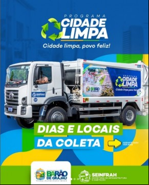 Prefeitura de Barão de Grajaú divulga novo cronograma da coleta de lixo doméstico.(Imagem:Reprodução/Instagram)