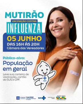 Mutirão de vacinação contra a gripe acontece em Floriano nesta quarta-feira (05).(Imagem:Reprodução/Instagram)
