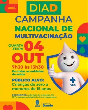 Dia D de Campanha de Multivacinação acontece nesta quarta-feira (04) em Floriano(Imagem:Reprodução/Instagram)