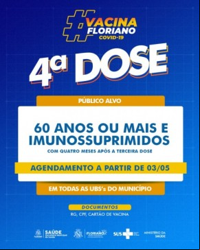 Floriano aplica a 4ª dose contra Covid-19 em idosos acima de 60 anos e imunossuprimidos(Imagem:Divulgação)