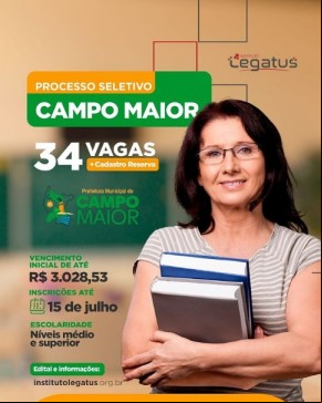 Prefeitura Municipal de Campo Maior-PI está com inscrições abertas de processo seletivo simplificado.(Imagem:Reprodução/Instagram)
