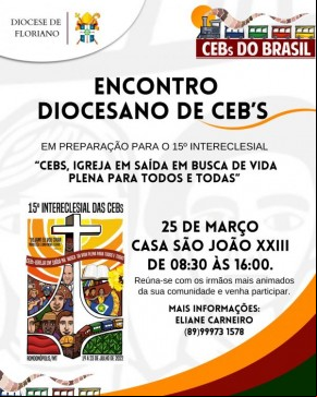 Diocese de Floriano realiza encontro diocesano de CEBs em preparação para o 15º Intereclesial(Imagem:Divulgação)