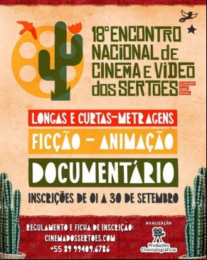 Inscrições abertas para o 18º Encontro Nacional de Cinema e Vídeo dos Sertões em Floriano.(Imagem:Reprodução/Instagram)