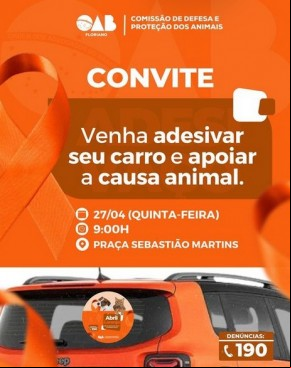 OAB Floriano lança campanha Abril Laranja em prol da prevenção contra os maus-tratos aos animais.(Imagem:Reprodução/Instagram)