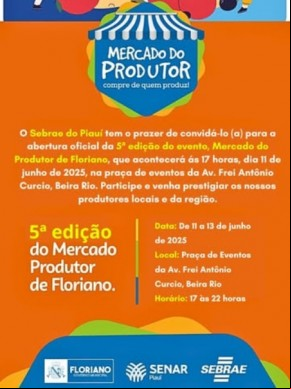 Sebrae e Prefeitura promovem 5ª edição do Mercado do Produtor em Floriano.(Imagem:Reprodução/Instagram)