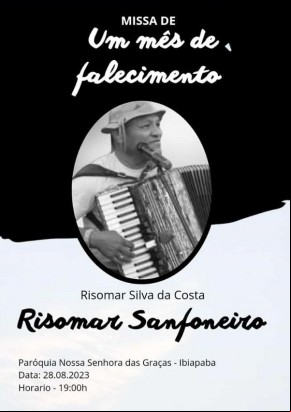 Missa de um mês em memória de Risomar Sanfoneiro celebra vida e legado.(Imagem:Divulgação)