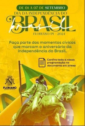 Floriano inicia celebrações da Semana da Pátria 2024 neste domingo.(Imagem:Divulgação)