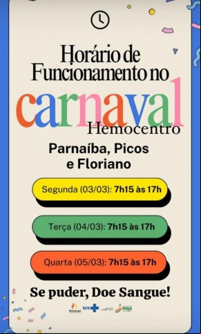  Hemocentros de Floriano funciona durante o Carnaval para incentivar doação de sangue(Imagem:Divulgação)