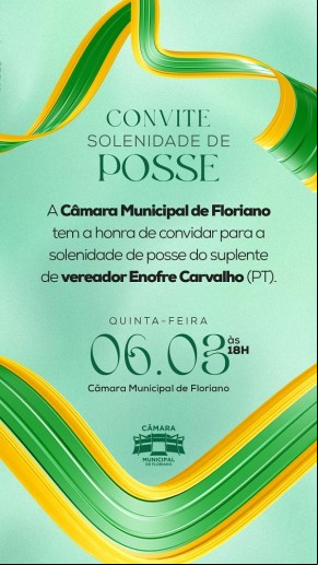 Suplente de vereador Enofre Carvalho tomará posse na Câmara Municipal de Floriano nesta quinta-feira.(Imagem:Divulgação)
